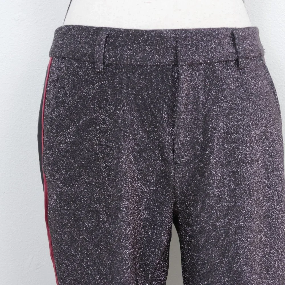 Scotch & Soda Black Red Wine Side Stripe Metallic Glitter Low Rise Size SZ Pant - Picture 5 of 16